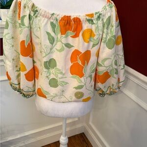 Rachel Zoe Orange and Green Floral Blouse